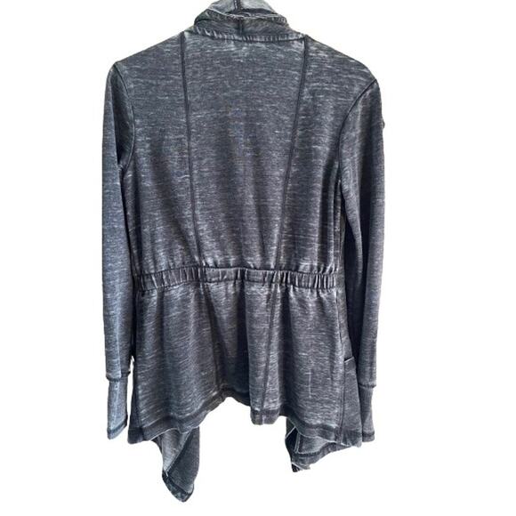 Halcyon Gray Open Front Cardi Sweatshirt Acid Wash Sz S - Picture 2 of 8